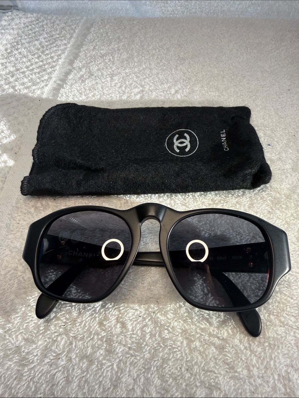 Vintage CHANEL 0006 11 Sunglasses Gold CC Italy w/ Soft Case